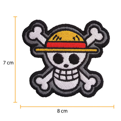 Parche Bordado Anime Calavera One Piece Luffy 8cm