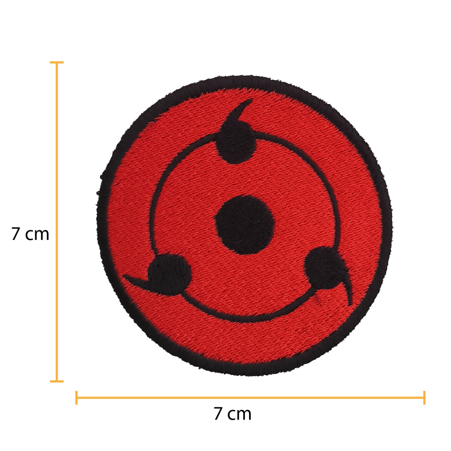 Patch brodé pour les yeux de l'anime Naruto Sharingan, 7 cm x 7 cm