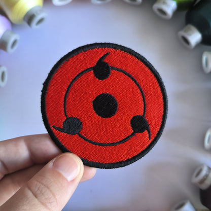 Patch brodé pour les yeux de l'anime Naruto Sharingan, 7 cm x 7 cm