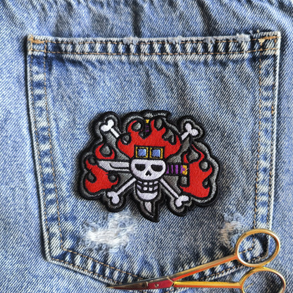 Patch brodé tête de mort Eustass Kid One Piece 9cm