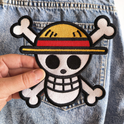 Patch Brodé Crâne Luffy XL 15 Cm