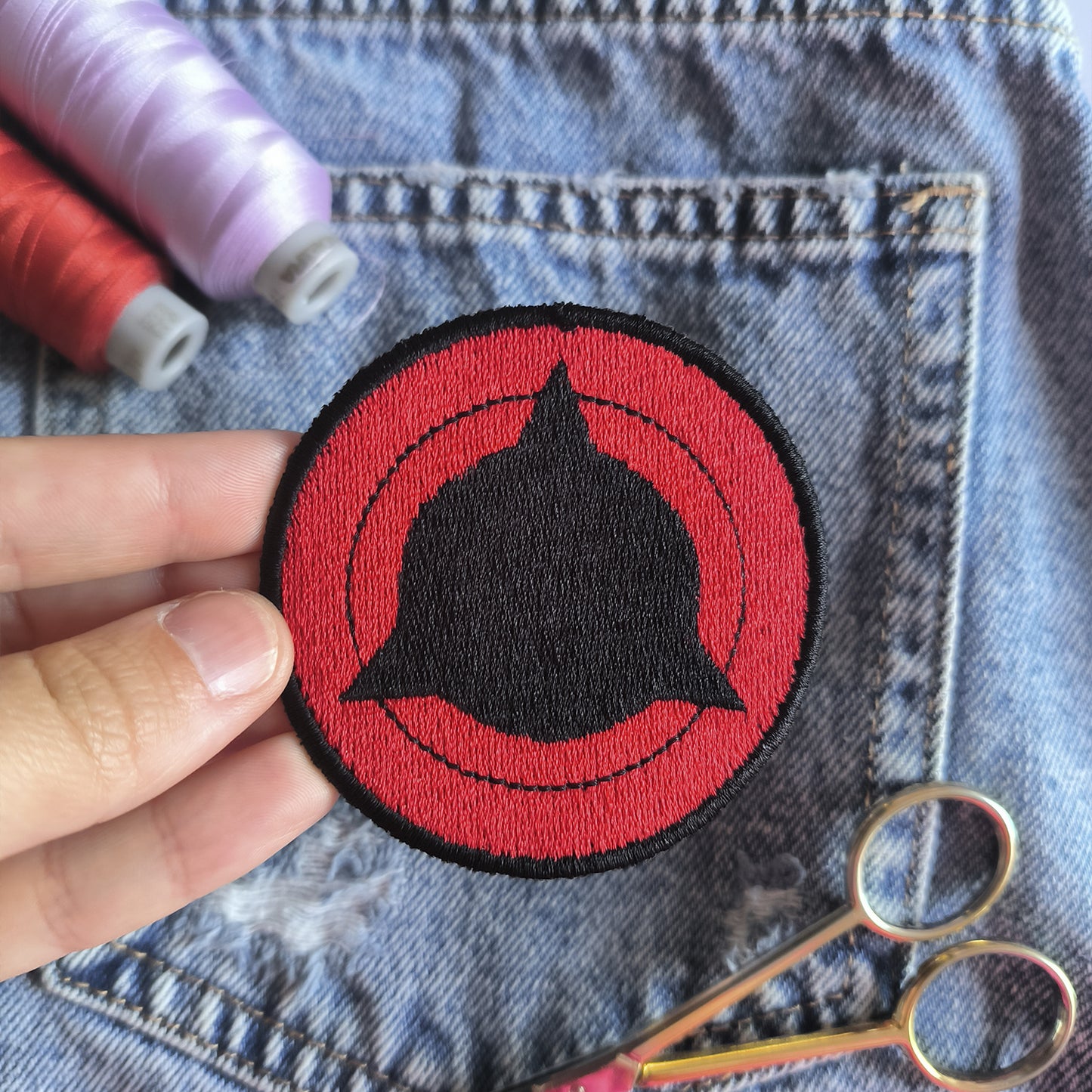 Patch brodé pour les yeux de l'anime Naruto Sharingan, 7 cm x 7 cm