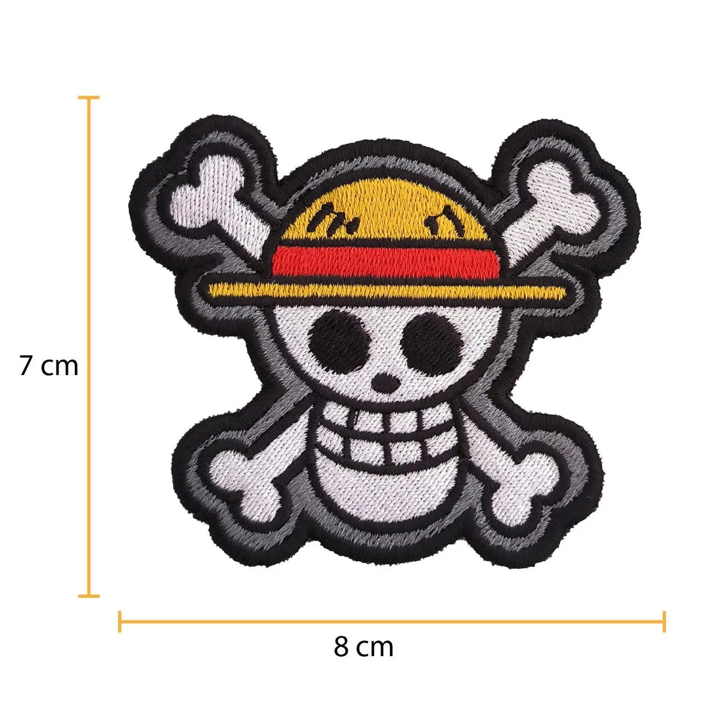 Parche Bordado Anime Calavera One Piece Luffy 8cm - Valkynea